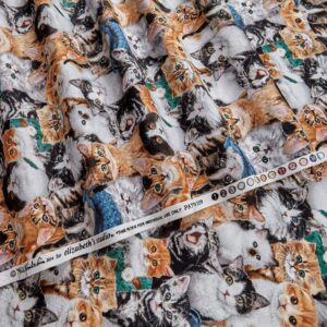 Cat Breeds Packed Cats Multi, Fabric by the Yard