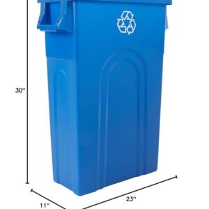 United Solutions Highboy Recycling Container, 23 Gallon, Space Saving Slim Profile and Easy Bag Removal for Indoor or Outdoor use, Recycle Blue (TI0033)