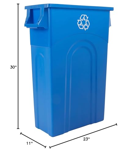 United Solutions Highboy Recycling Container, 23 Gallon, Space Saving Slim Profile and Easy Bag Removal for Indoor or Outdoor use, Recycle Blue (TI0033)