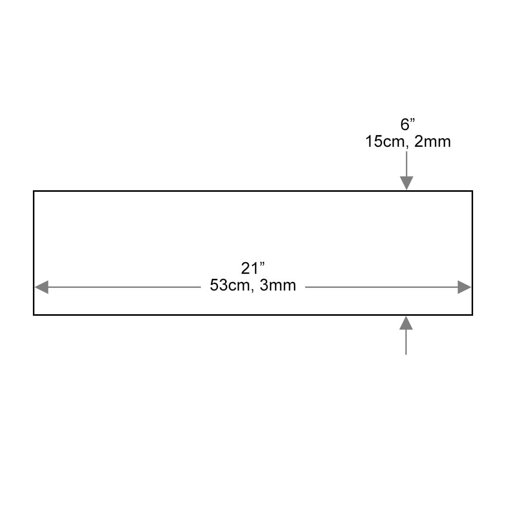 Dulles Glass 6" x 21" Rectangle Floating Glass Shelf - Shelf Only - Tempered - 3/8" Thick - Flat Polished Glass