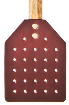 Heavy Duty Leather Fly Swatter- 17.5” Made by Amish Craftsmen Brown Leather Swatter Durable Wooden Handle-– Bug Swatter, Mosquito Swatter, Wa