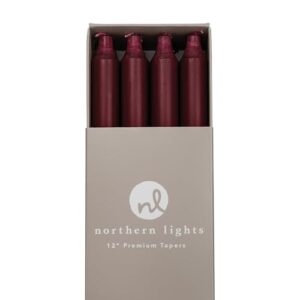 Northern Lights Candles Premium Tapers 12" 12PK - Bordeaux - 72793