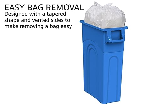 United Solutions Highboy Recycling Container, 23 Gallon, Space Saving Slim Profile and Easy Bag Removal for Indoor or Outdoor use, Recycle Blue (TI0033)