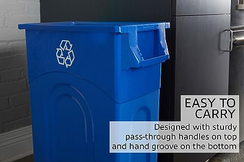 United Solutions Highboy Recycling Container, 23 Gallon, Space Saving Slim Profile and Easy Bag Removal for Indoor or Outdoor use, Recycle Blue (TI0033)