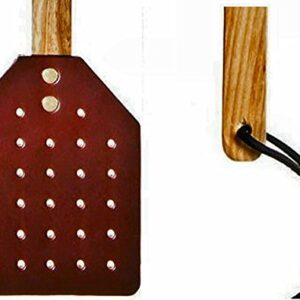 Heavy Duty Leather Fly Swatter- 17.5” Made by Amish Craftsmen Brown Leather Swatter Durable Wooden Handle-– Bug Swatter, Mosquito Swatter, Wa