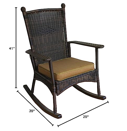 Tortuga Outdoor 3 Piece Portside Classic Rocking Chair with 1 side table, Dark Roast