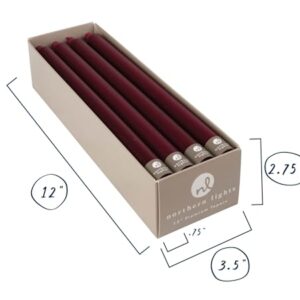 Northern Lights Candles Premium Tapers 12" 12PK - Bordeaux - 72793