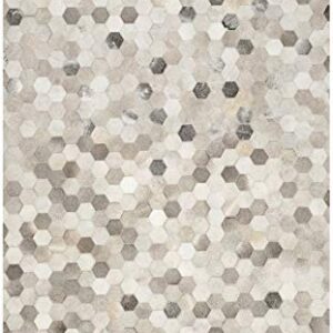 SAFAVIEH Studio Leather Collection 8' x 10' Ivory/Grey STL217A Handmade Mid-Century Modern Leather Area Rug