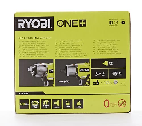 RYOBI R18IW3-0 18V ONE+ Cordless 3-Speed Impact Wrench (Body Only)