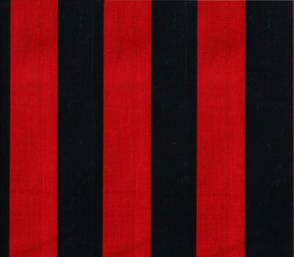 Polycotton Fabric Printed Medium Stripes RED Black / 60" Wide/Sold by The Yard