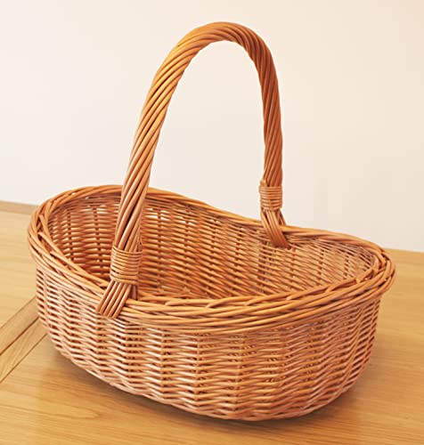 Prestige Wicker Willow Basket with Handle, Natural, 43x36x35 cm