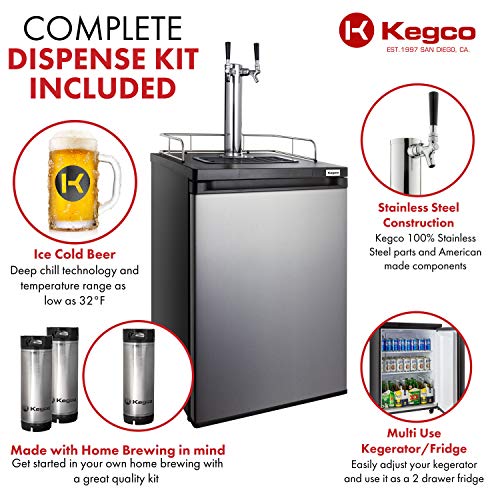 Kegco HBK209S-2 Keg Dispenser, stainless steel,2 Faucet without Kegs