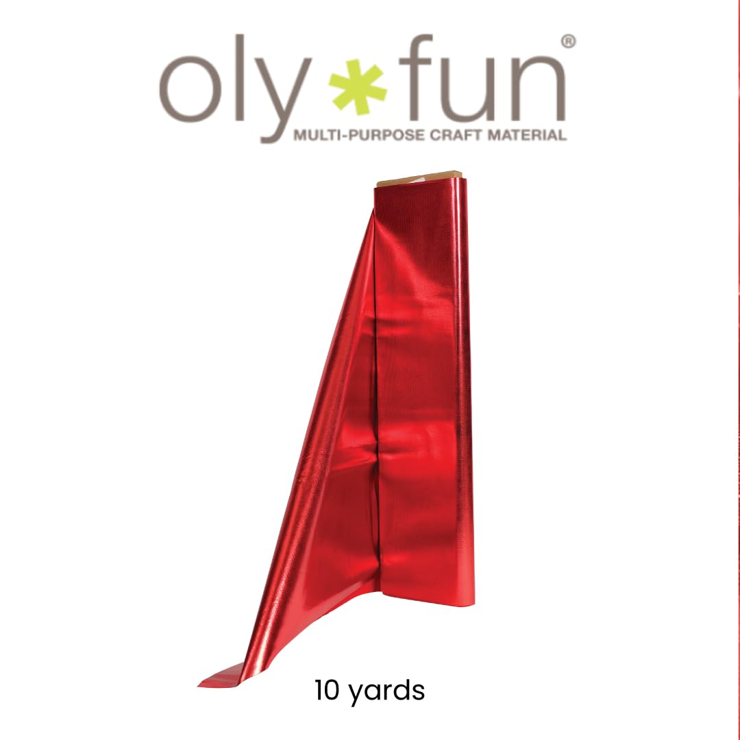 Fairfield OLY-Fun Metallic, Multi-Purpose Non-Woven Craft Material, Polypropylene and Polyester Fabric for Crafts, Costumes, Accessories, and More, Craft Supplies, Red, 10-Yard Bolt