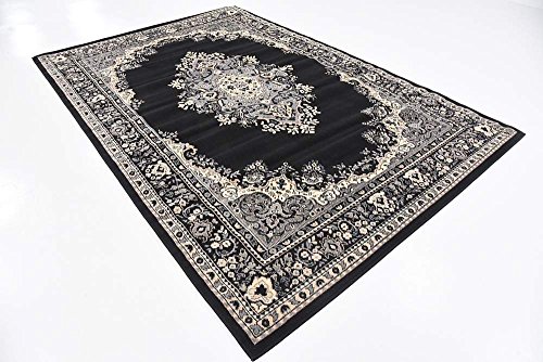 Unique Loom Reza Collection Traditional Persian Style Area Rug, 6 x 9 ft, Black/Beige