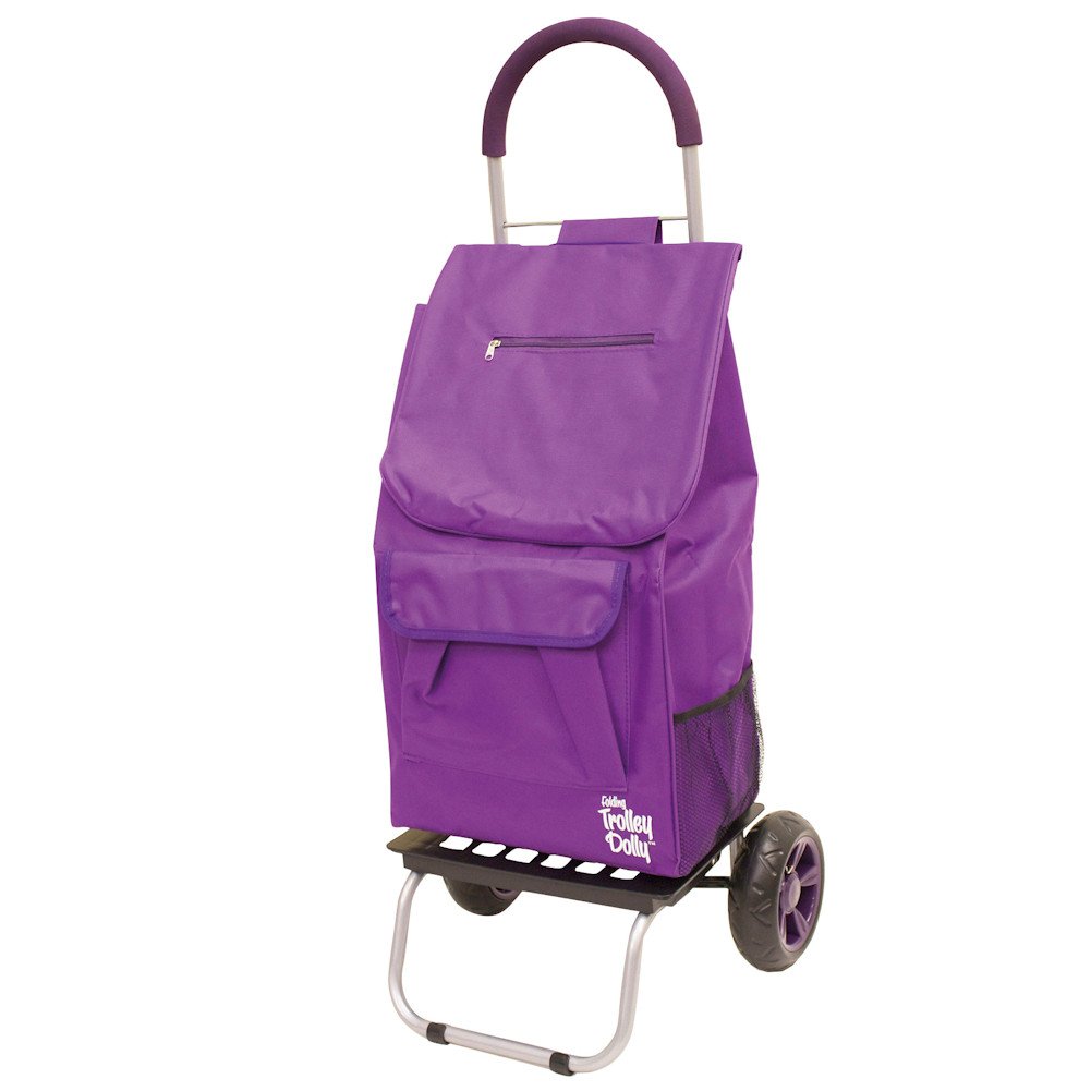 dbest products Trolley Dolly Purple Foldable Shopping cart for Groceries with Wheels and Removable Bag and Rolling Personal Handtruck Standard, 1 unit