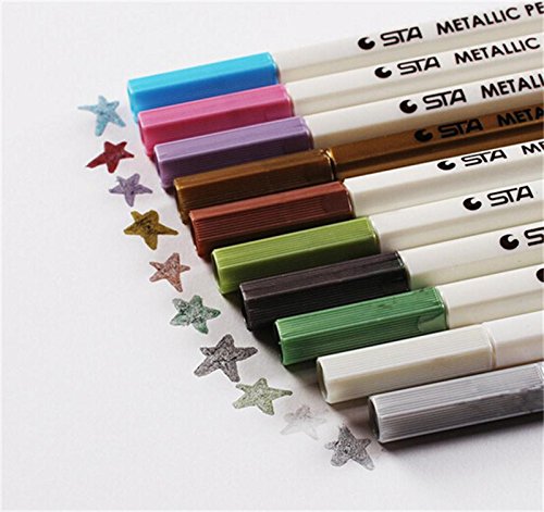 10pcs/lot Album Photo STA Metallic Multi Color Pens Markers DIY Arts & Crafts 10 Color Gel Pens