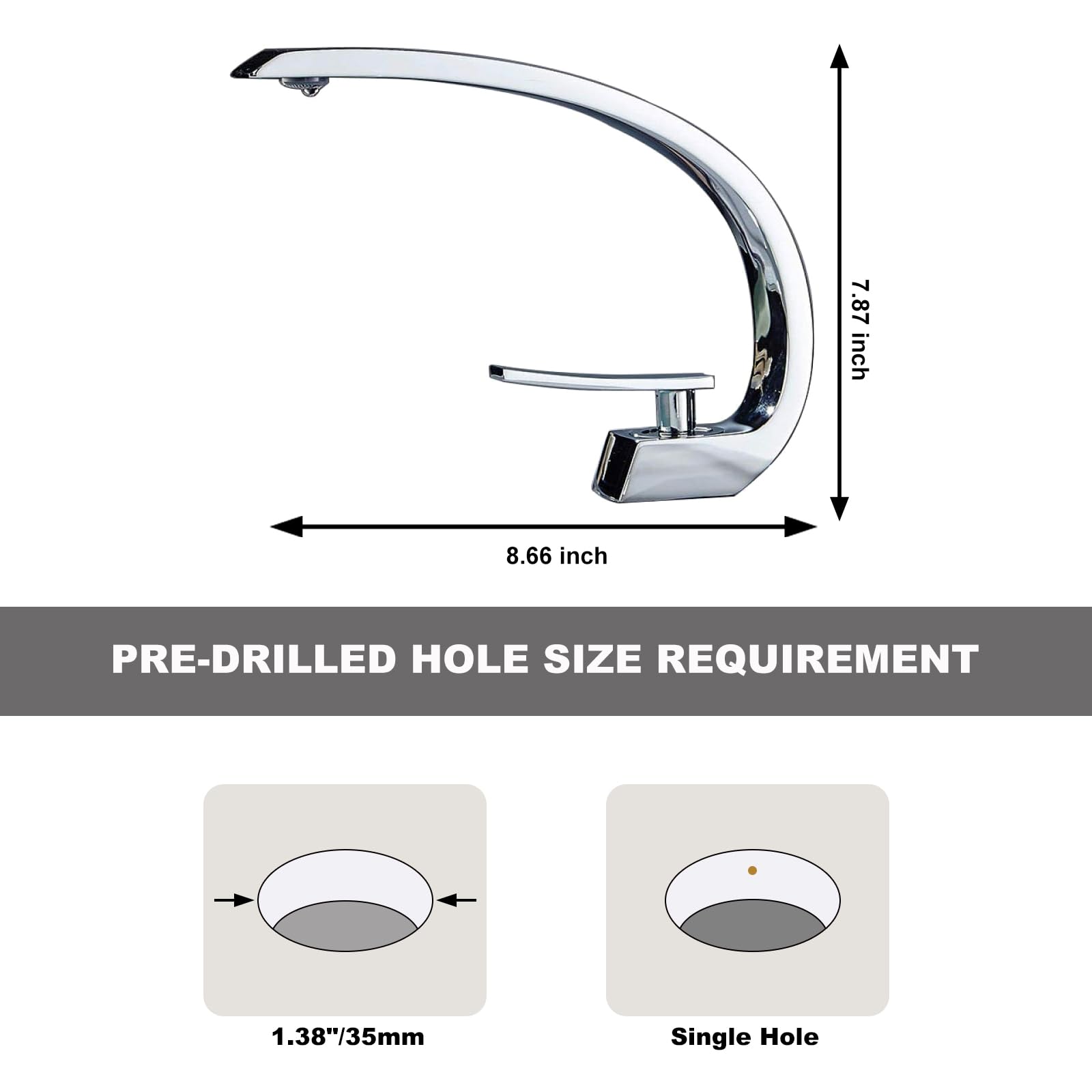 Wovier Chrome Bathroom Sink Faucet,Unique Design Single Handle Single Hole Brass Lavatory Vanity Faucet,Basin Mixer Tap with Supply Hose and Pop Up Drain Assembly