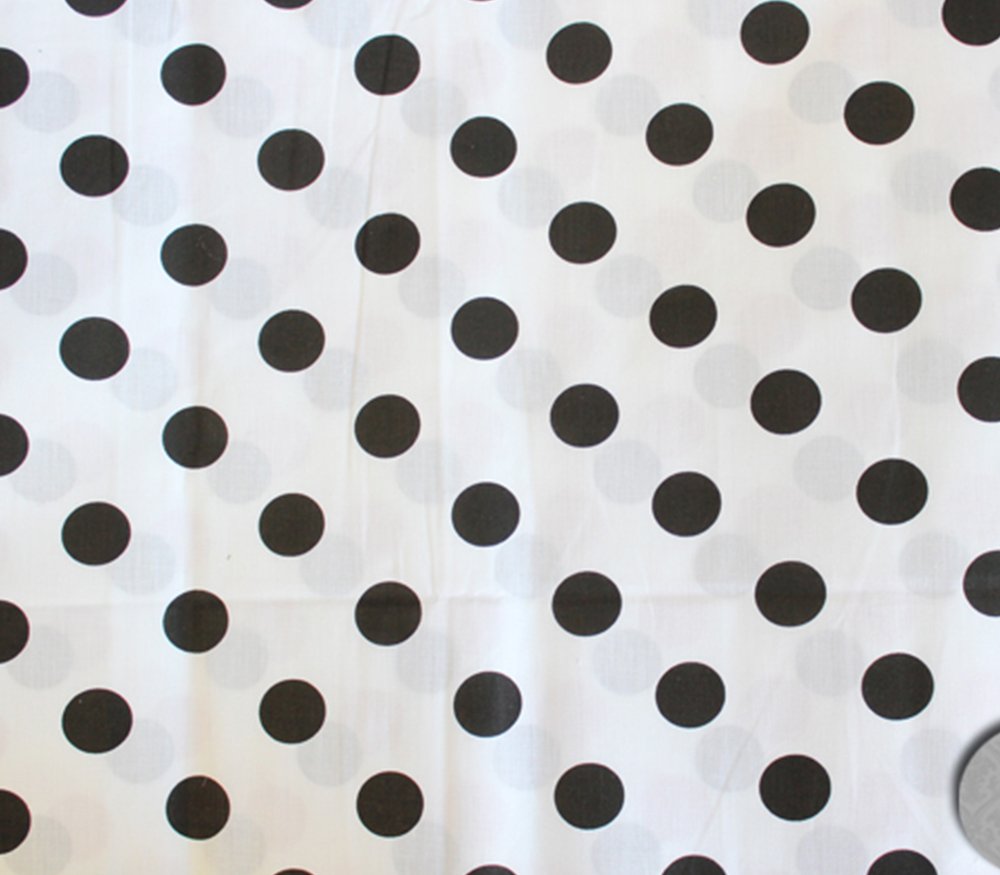 Polycotton Fabric Printed Polka DOTS Black White Background / 60" Wide/Sold by The Yard