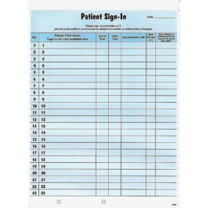 Tabbies 14531 Patient Sign-in Label Forms, 8 1/2 x 11 5/8, 125 Sheets/Pack, Blue