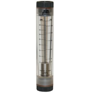 prm 5-40 gpm water rotameter flow meter, 1 inch npt connections, viton seals, uv resistant