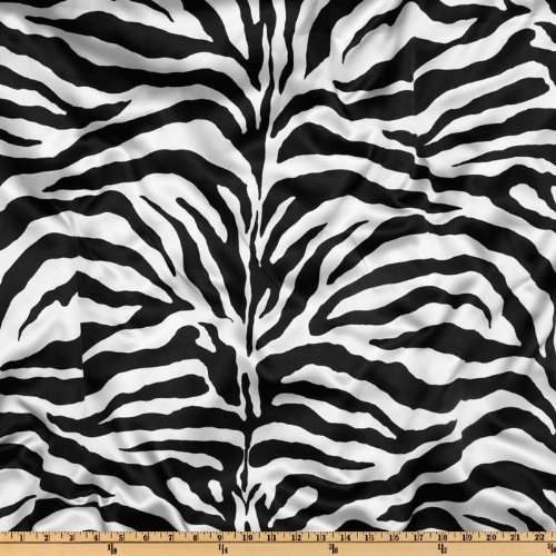 Charmeuse Satin Zebra White/Black, Fabric by the Yard