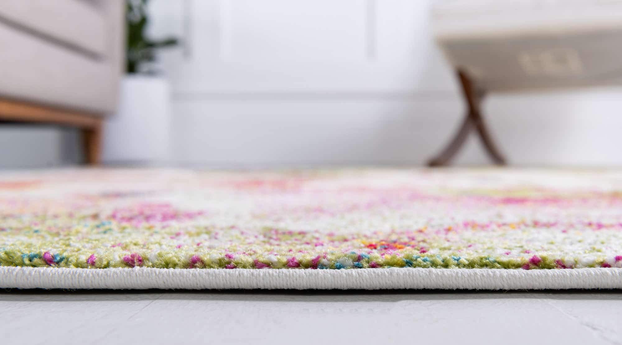 Unique Loom Lyon Collection Modern Watercolor Floral Area Rug, 9 x 12 ft, Ivory/Pink