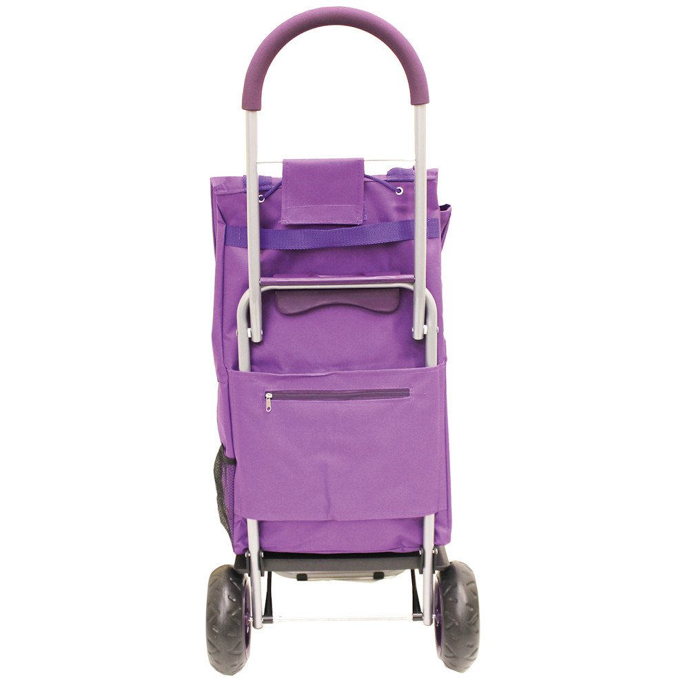 dbest products Trolley Dolly Purple Foldable Shopping cart for Groceries with Wheels and Removable Bag and Rolling Personal Handtruck Standard, 1 unit