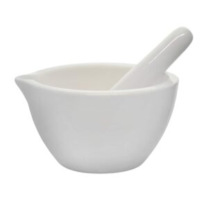 EISCO Porcelain Mortar & Pestle Set, 9oz (275ml) - Unglazed Grinding Surface - Excellent for Kitchen or Laboratory - Grinds Powdered Chemicals, Herbs & Spices - Pill Crusher - White