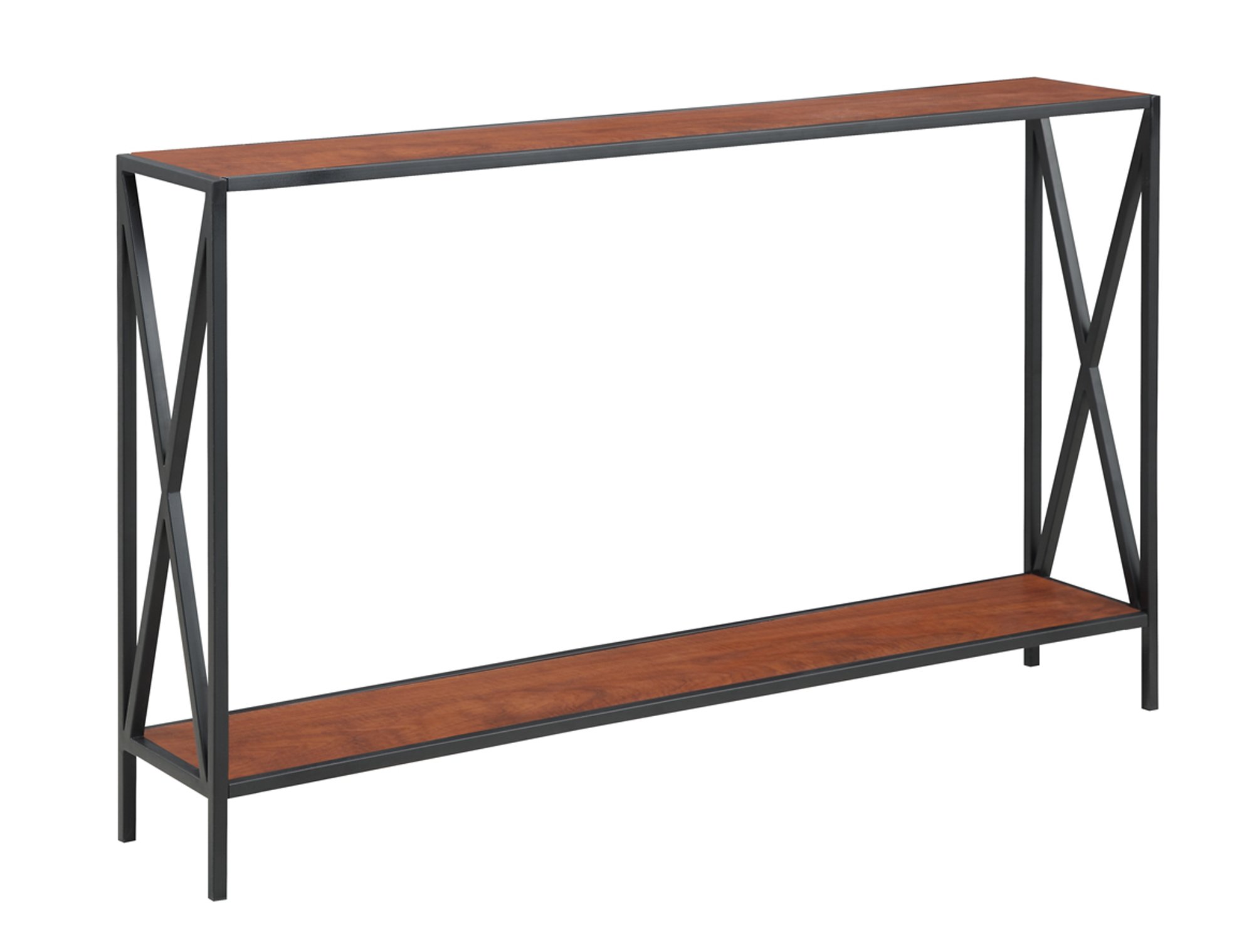 Convenience Concepts Tucson Console Table 47.25" - Modern Sofa Table with Storage Shelf, Entryway Hall Table for Living Room, Cherry/Black