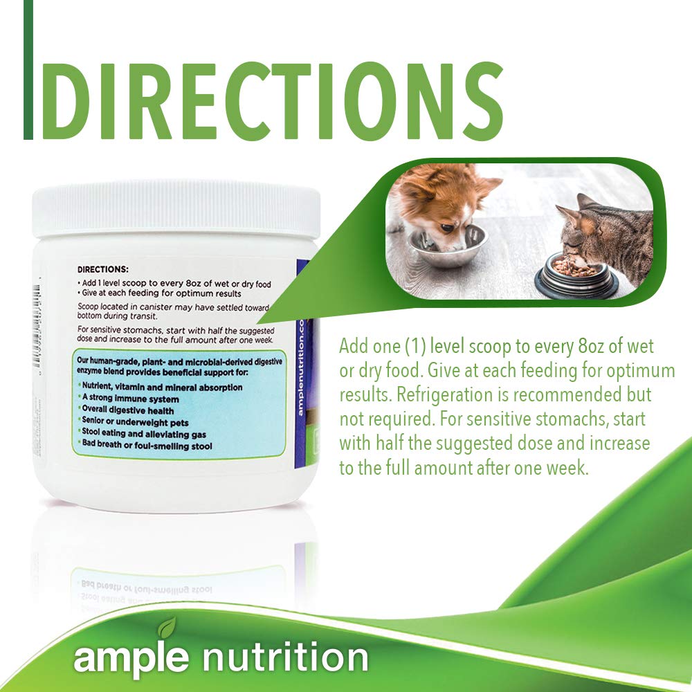 Ample Nutrition Digestive Enzyme for Dogs & Cats, 7.05oz - Tasteless Powdered Blend