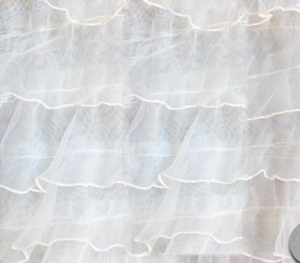 Organza Ruffle Mesh Fabric 54" Wide Sold by The Yard (White)