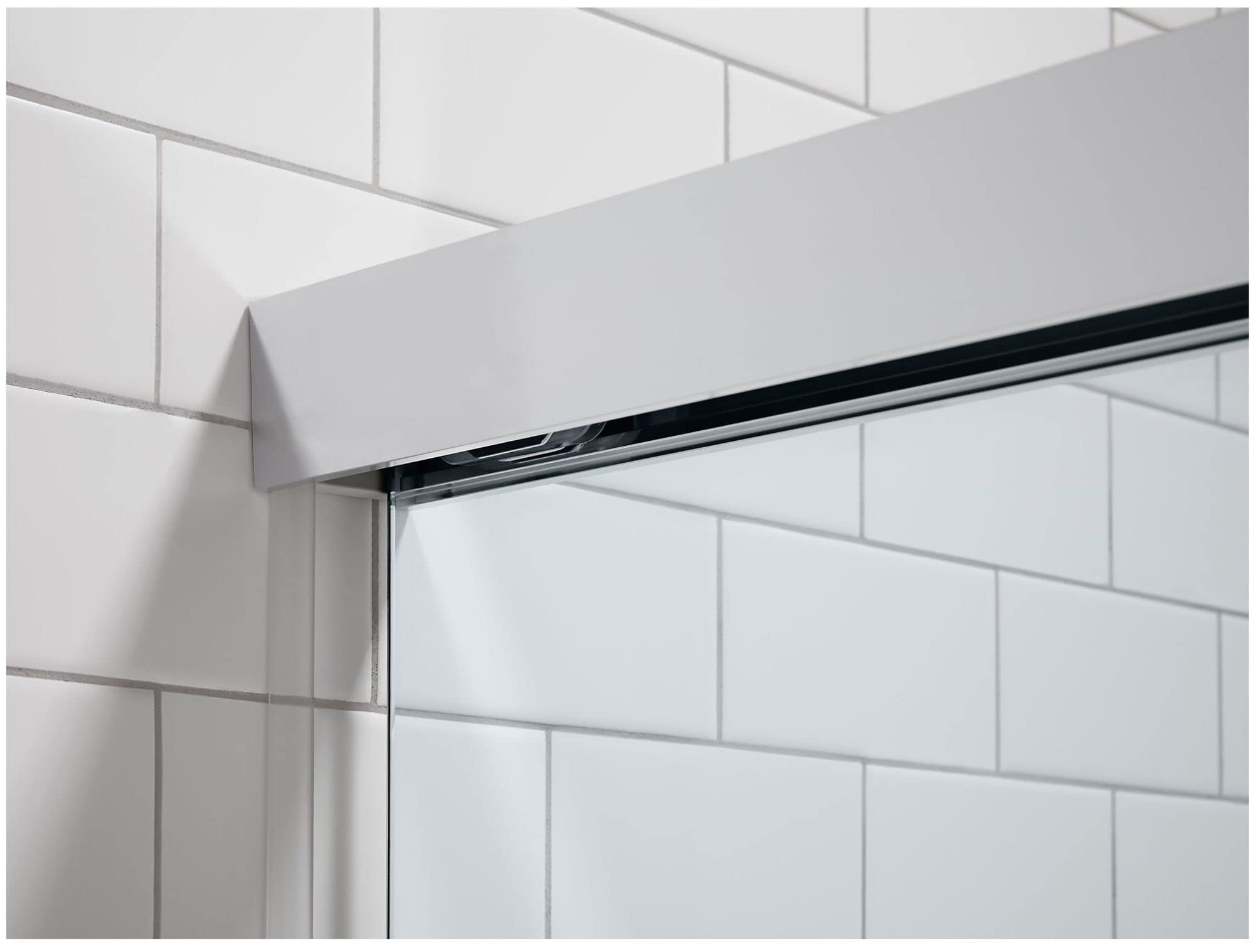 KOHLER sliding bath door, 62"H x 56-5/8 – 59-5/8"W, with 5/16" thick Crystal Clear glass