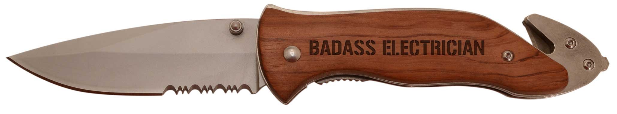 Personalized Gifts for Badass Electrician Laser Engraved Stainless Steel Folding Survival Knife