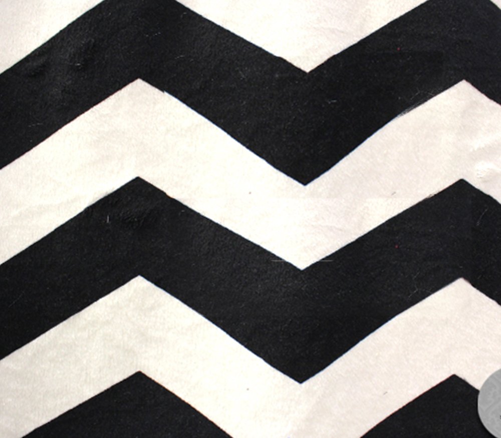 Minky Fabric Blanket Large Chevron Print 58" Wide Sold by The Yard (Black White)