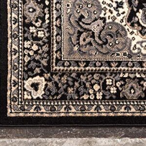 Unique Loom Reza Collection Traditional Persian Style Area Rug, 6 x 9 ft, Black/Beige