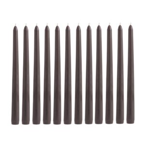 srg brown unscented 10" x 7/8" taper candles pack of 12