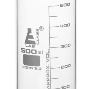 EISCO Beaker, 500ml - Tall Form with Spout - White, 50ml Graduations - Borosilicate 3.3 Glass