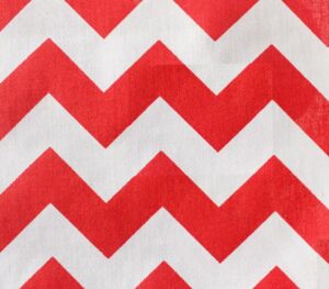 polycotton fabric printed large chevron red white / 60" wide/sold by the yard