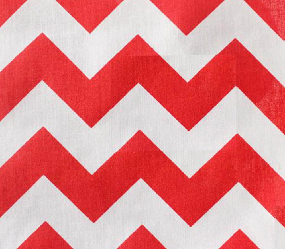 Polycotton Fabric Printed Large Chevron RED White / 60" Wide/Sold by The Yard