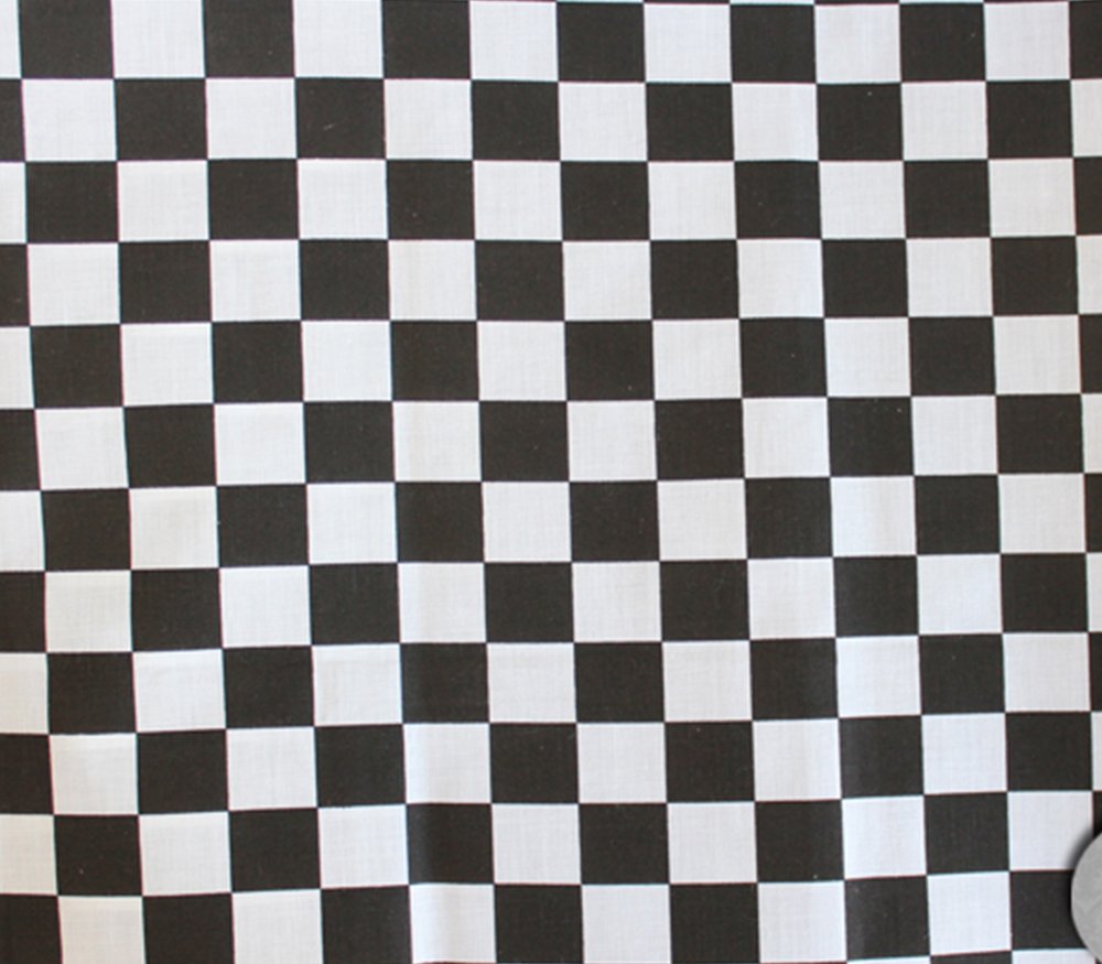 Polycotton Fabric Printed Checkered Black & White / 60" Wide/Sold by The Yard