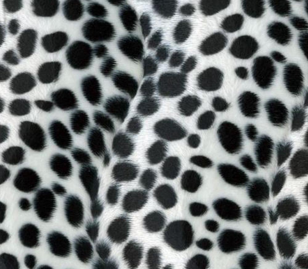 Velboa Fabric Faux Fake Animal Fur White and Black Dalmatian / 60" Wide/Sol...