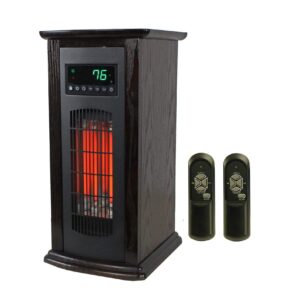 lifesmart electric tower heater, portable infrared quartz space heater with 2 remote controls, 1500w