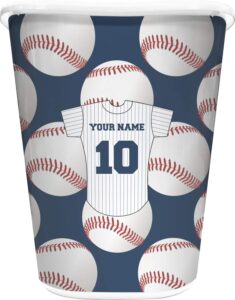 rnk shops personalized baseball jersey waste basket - single sided (white)