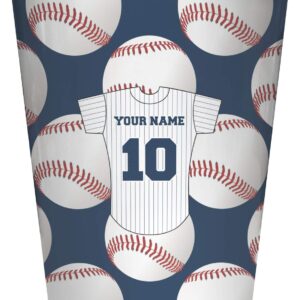 RNK Shops Personalized Baseball Jersey Waste Basket - Single Sided (White)