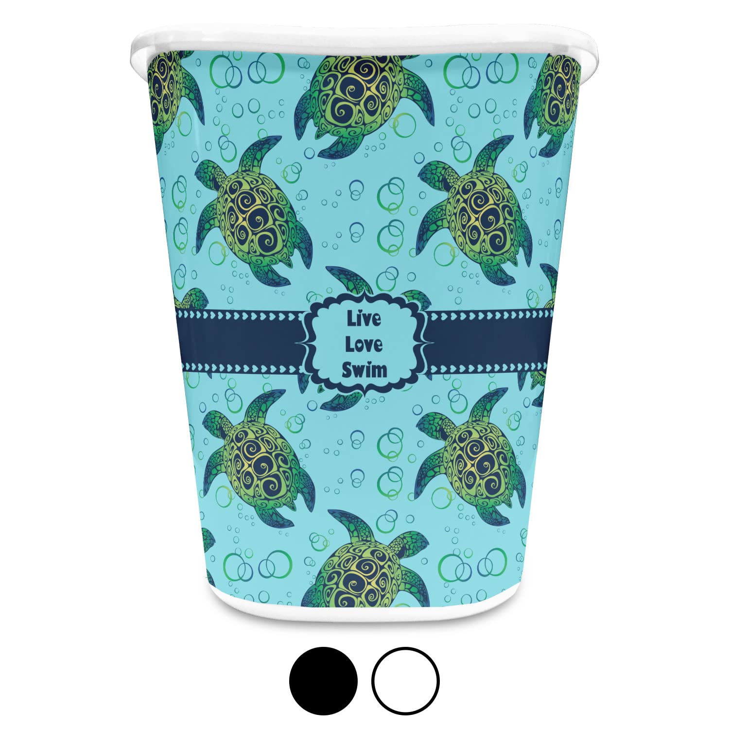 RNK Shops Personalized Sea Turtles Waste Basket - Single Sided (White)