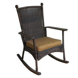 Tortuga Outdoor 3 Piece Portside Classic Rocking Chair with 1 side table, Dark Roast