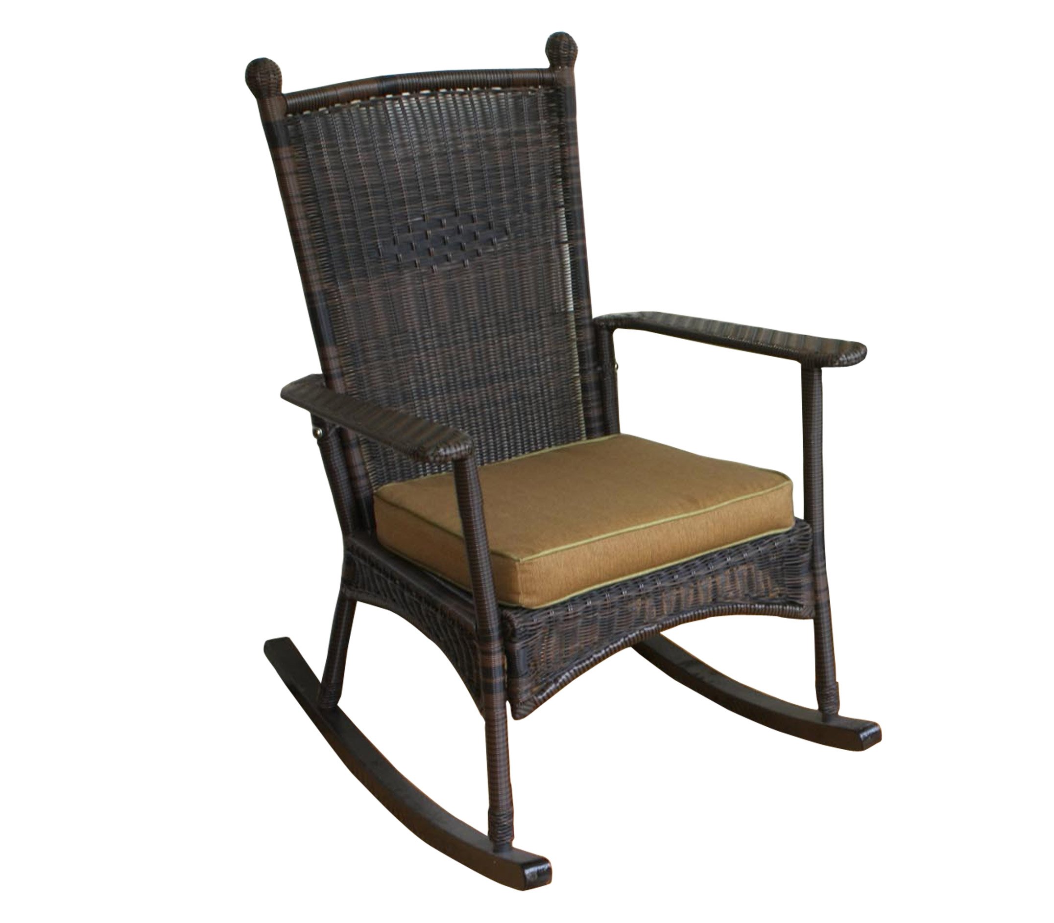 Tortuga Outdoor 3 Piece Portside Classic Rocking Chair with 1 side table, Dark Roast