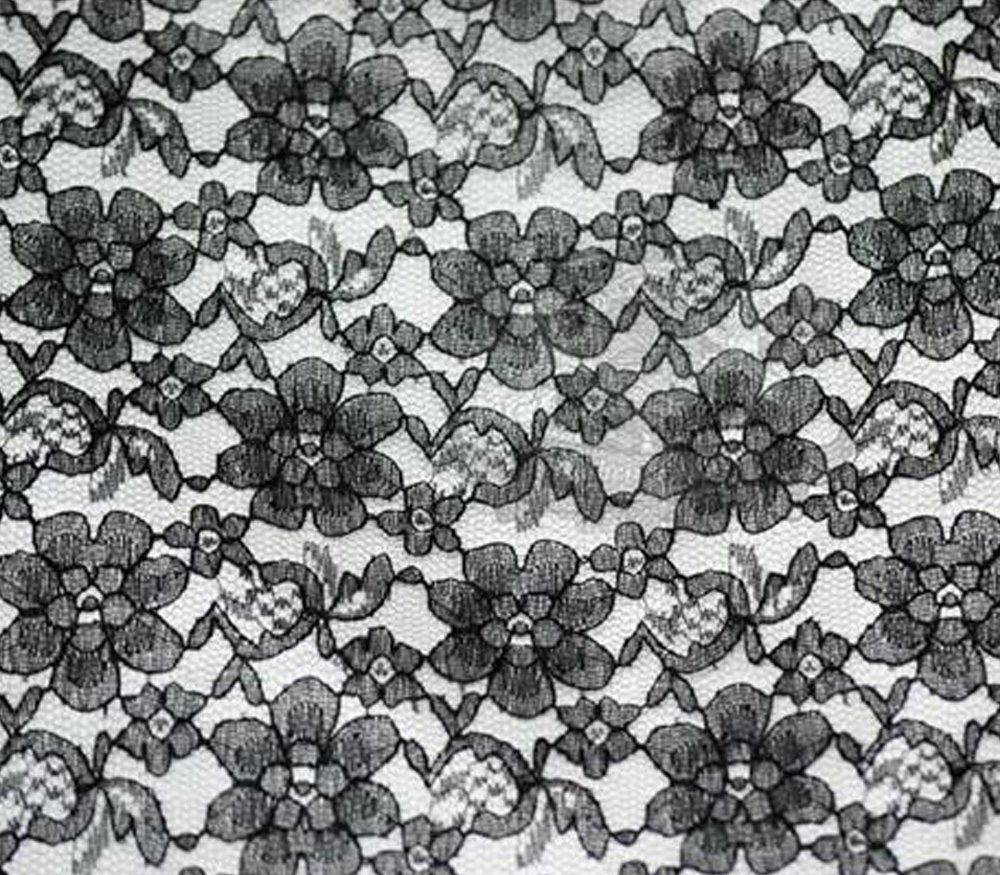 Lace Floral Rachelle Fabric 60" Wide Sold by The Yard (Black)