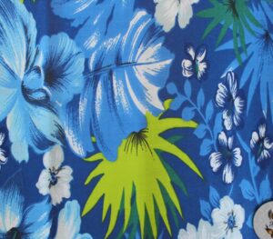 polycotton fabric printed hawaiian blue / 60" wide/sold by the yard