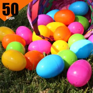 GiftExpress Plastic Bright Easter Egg Assortment 50 Pcs Perfect for Easter Egg Hunt/Surprise Egg/Easter Hunt